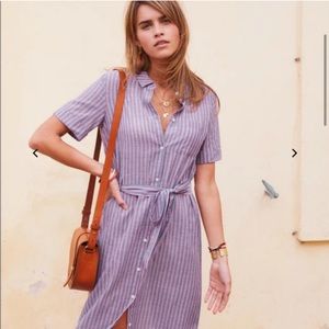 Sezane Lexia Midi Shirtdress Stripe FR 34 US 2